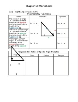 Preview of Algebra 2 - Chapter 13 Worksheets