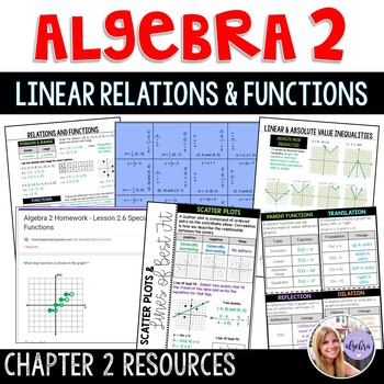 Preview of Algebra 2 Chapter Bundle - Linear Relations and Functions
