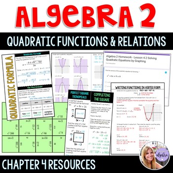 Preview of Algebra 2 Chapter Bundle - Quadratic Functions and Relations