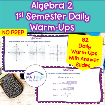 Preview of Algebra 2 Complete 1st Semester Warm-Ups / Bell Ringers / Bell Work