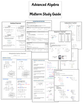 Preview of Algebra 2 Concepts - Midterm Study Guide 