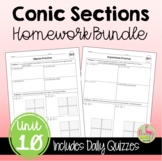 Conic Sections Homework (Algebra 2 - Unit 10)
