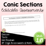 Conic Sections Unit Assessments (Algebra 2 - Unit 10)