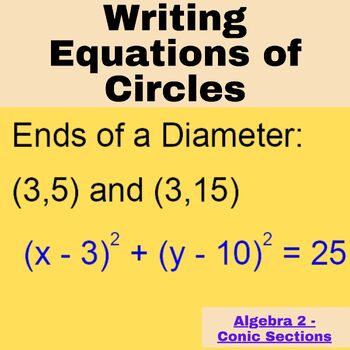 Preview of Algebra 2 - Conic Sections -Writing Equations of Circles Worksheets