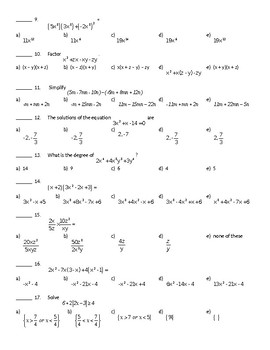 Algebra 2 Cumulative Review #1 by EMILY SCHROEDER | TPT