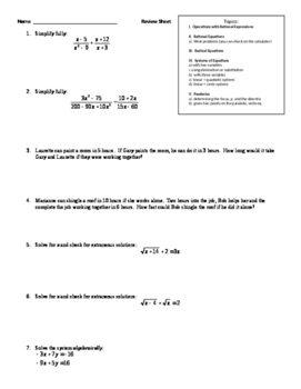 Preview of Algebra 2 Curriculum