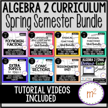 Preview of Algebra 2 Curriculum Spring Semester Bundle