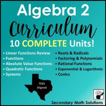 Preview of Algebra 2 Curriculum - Texas TEKS Aligned