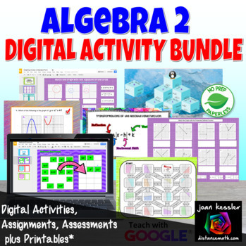 Preview of Algebra 2 Digital Activity Bundle plus Printables