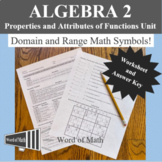 Algebra 2 - Domain and Range Symbols Worksheet