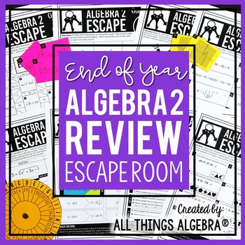 Preview of Algebra 2 End of Year EOC Review | Escape Room Activity