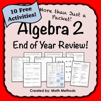 Preview of Algebra 2 End of Year EOC Review FREE SNEAK PREVIEW: More than just a packet!