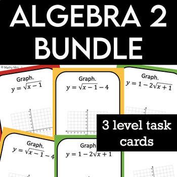 Preview of Algebra 2 Task Card Bundle - Differentiated Practice Worksheets - Entire Year