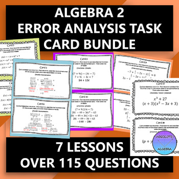Preview of Algebra 2 Error Analysis Task Card Bundle