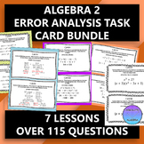 Algebra 2 Error Analysis Task Card Bundle