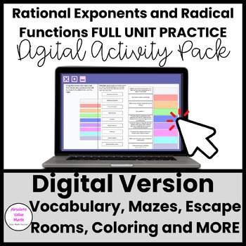 Preview of Algebra 2 Exponent Rules & Radical Functions DIGITAL Activities (8 Activities)