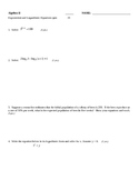 Algebra 2 Exponential and Logarithmic Functions, Modeling, Lab