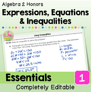 Preview of Expressions Equations and Inequalities Essentials (Algebra 2 - Unit 1)