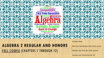 Preview of Algebra 2 - FULL COURSE (Honors and Regular)