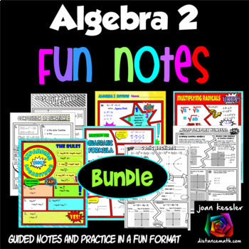 Preview of Algebra 2 FUN Notes Doodle Pages and Practice Bundle