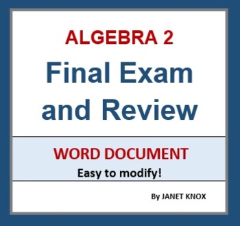 Preview of Algebra 2 Final Exam and Review