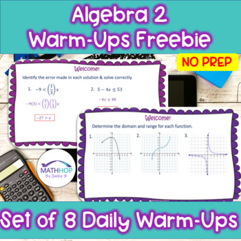 Preview of Algebra 2 First Semester Warm-Ups FREEBIE