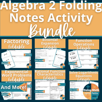 Preview of Algebra 2 Foldable Notes Activity Bundle