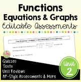 Functions Equations and Graphs Assessments (Algebra 2 - Unit 2)