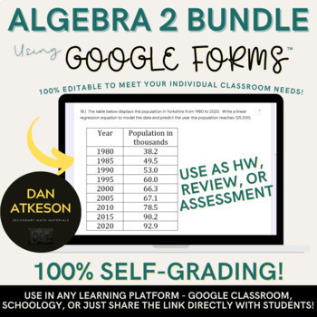 Preview of Algebra 2 Google Forms™