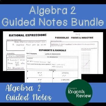 Preview of Algebra 2 Guided Notes: FULL YEAR GROWING BUNDLE!