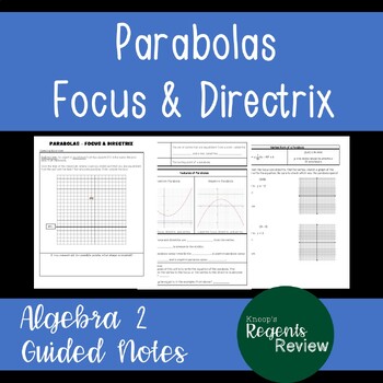Preview of Algebra 2 Guided Notes: Parabolas - Focus & Directrix