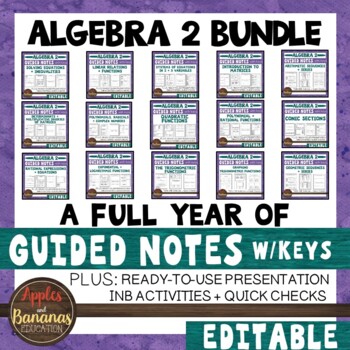 Preview of Algebra 2 Guided Notes, Presentation, and INB Bundle