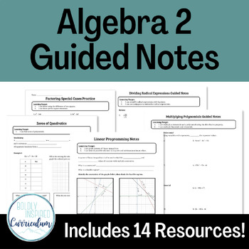 Preview of Algebra 2 Guided Notes and Worksheet BUNDLE