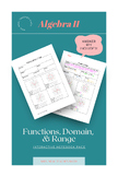Algebra 2 - INB Functions, Domain & Range Notesheet