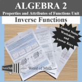 Algebra 2 - Inverse Functions - Guided Notes and Worksheet