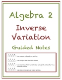 Algebra 2 Inverse Variation Guided Notes Worksheet (Editable)