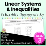 Linear Systems Assessments (Algebra 2 - Unit 3)