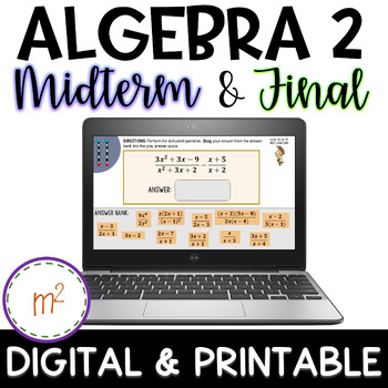 Preview of Algebra 2 Midterm and Final Print + Digital