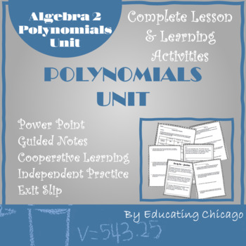 Preview of Algebra 2 - Polynomials and Factoring Unit - 10 Complete Lessons and Activities
