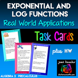 Exponential and Logarithmic Equations Applications Task Cards plus Worksheet