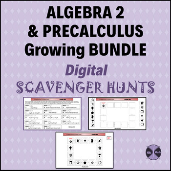 Preview of Algebra 2 & PreCalculus Growing Bundle of Digital Scavenger Hunts