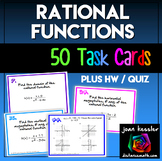 Rational Functions and Graphs  50 Task Cards Quiz HW