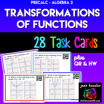 Preview of Transformation of Graphs of Functions Task Cards QR HW