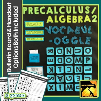Preview of Algebra 2 / PreCalculus Vocabulary Game with Bulletin Board Option Included