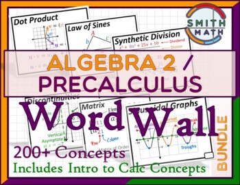 Preview of Algebra 2 / Precalculus with Intro to Calc Word Wall - Bundle
