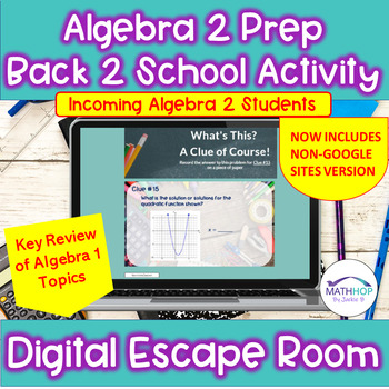 Preview of Algebra 2 Prep: Back to School - First Weeks Digital Escape Room