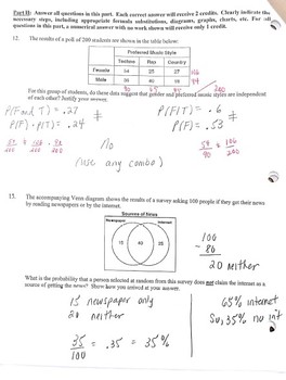 sets and probability common core algebra 2 homework answer key