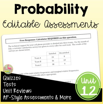 Preview of Algebra 2: Probability Unit Assessments