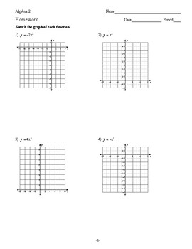 graphing quadratic equations homework 2