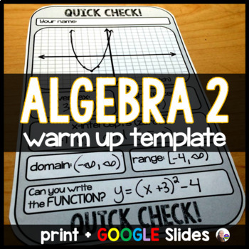 Preview of Algebra 2 Warm-up Template